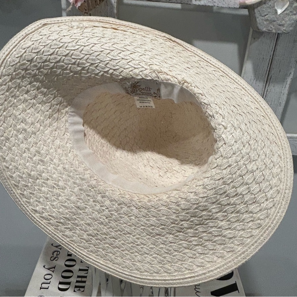 Cappelli Straworld Sun Hat Creamy Neutral Color Foldable Flowers One Size Womens - Picture 4 of 7